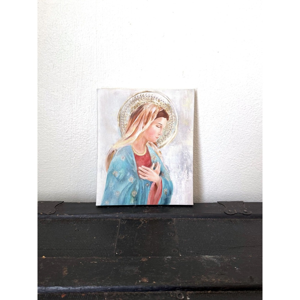 Virgin Mary Canvas Wall Art Pray for Us Catholic Decor